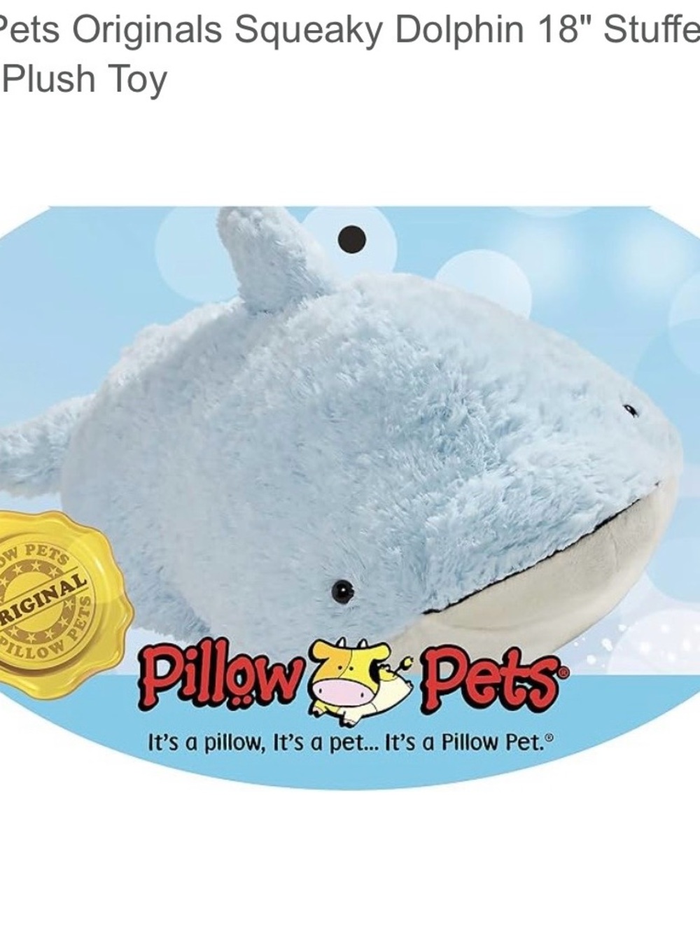 Pillow Pets Light Blue Dolphin Plush Toy - Large